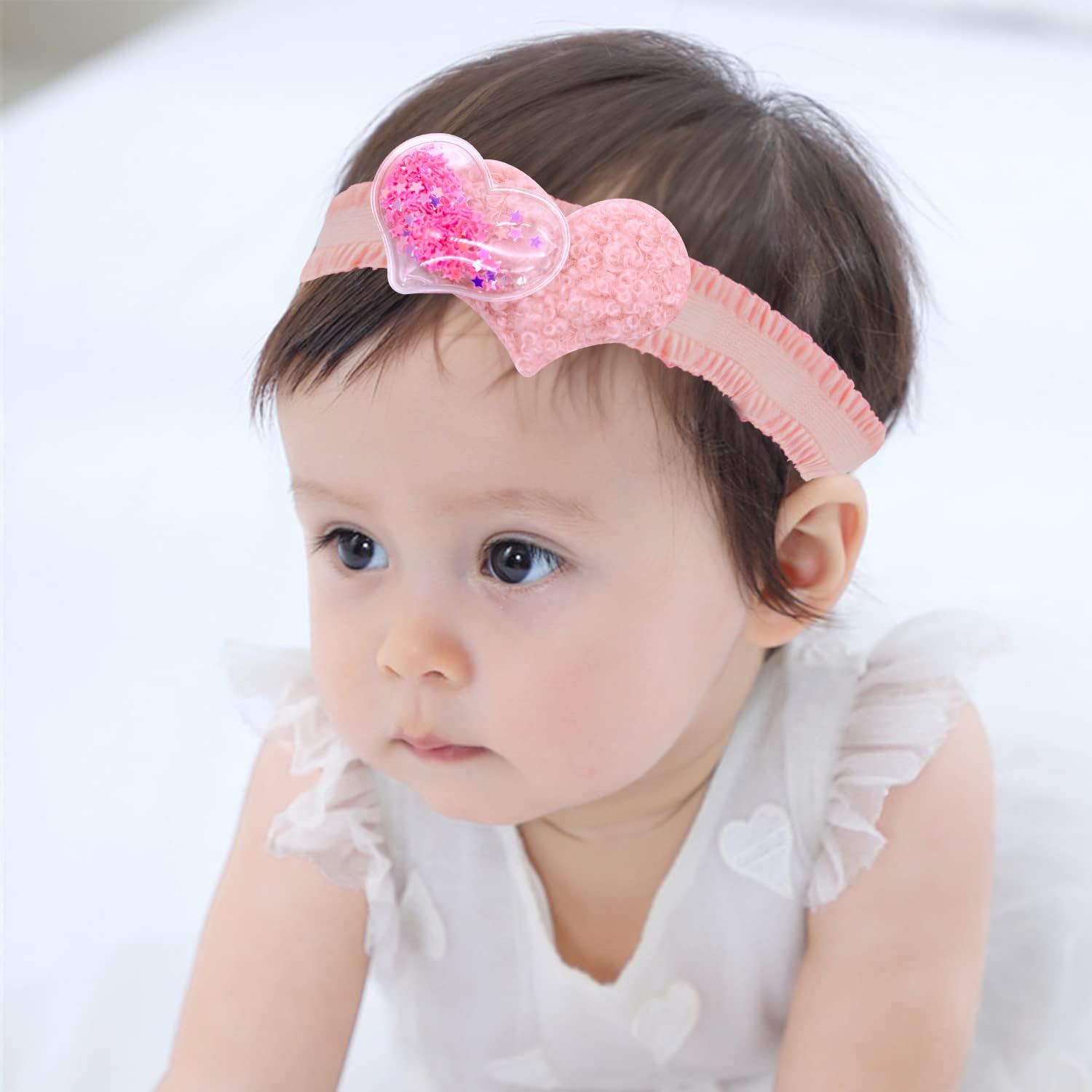 SYGA 3 Pcs Children Girl Baby Elastic Hairband Princess Wind Bow Flower Headband Suit Baby Headdress Photo Hair Accessories for 0-3 Years (Color - A) - Multicolor