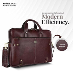 Hammonds Flycatcher Genuine Leather 15.6 Inch Laptop Office Bag for Men | 15.6” Padded Laptop Sleeve| 3 Zip Pockets| Detachable & Adjustable Strap| Pen,Wallet & Mobile Pocket |Durable|1 Year Warranty