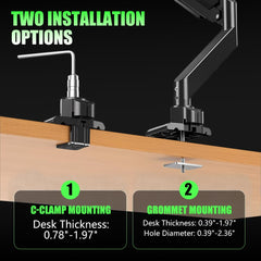 Verilux® Aluminum Alloy Monitor Mount Adjustable Monitor Stand with Flexible Arm Ergonomic Screen Holder Desk Clamp for 32 to 49 Inch Displays Supports Up to 20kg