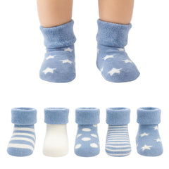 MOMISY 5 Pairs Tube Socks for children Toddlers Infant Baby Girl Boys (Light Blue, 2 year to 4 year)