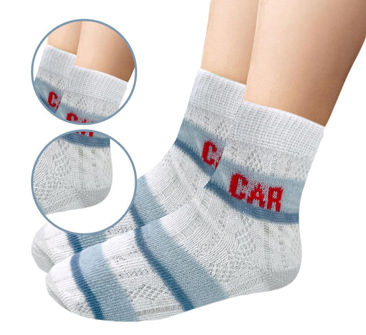 SYGA 5 Pairs Baby Girl & Baby Boy Socks, Toddlers Infant Cotton Stretch Crew Socks with Car Design, Suitable for 1-3Years baby