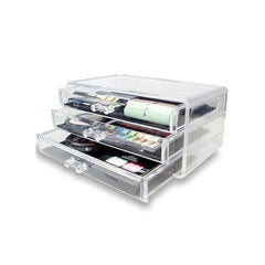 SYGA 1 Piece Acrylic 3 Drawers 16 Grid Stackable Cosmetics Makeup Storage Cube Organizer Jewelry Storage Display Box