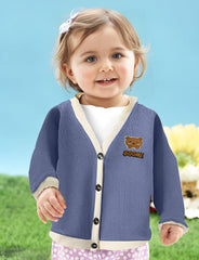 MOMISY Cotton Blend Baby Boy & Girls Sweater Jacket Front Open Cardigan (6 To 12 Months, Blue Grey)