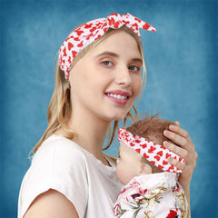 SYGA 2 Pcs Mom & Baby Headband Naylon Stretchable Hairband Suitable for Newborn Infant Toddler Kids 0-3 Year (Beige)