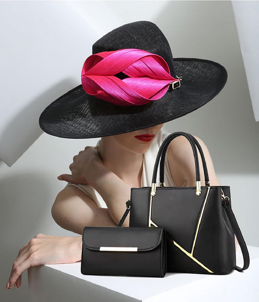 SYGA 2 Pieces Women's Crossbody Handbag Set Mini Satchels with Shoulder Strap PU Leather(Black)