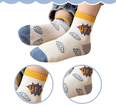 SYGA 5 Pairs Baby Girl & Baby Boy Socks, Toddlers Infant Cotton Stretch Crew Socks with Space Design, Suitable for 9 Months to 2 Years baby