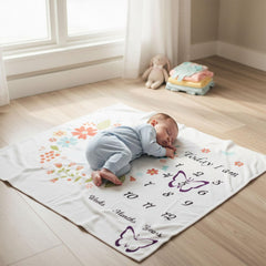MOMISY Baby Milestone Blanket and Props for Baby's |1 to 12 Months Prop |Baby Bedding |Ac Room Blanket for Summer|Newborn| Infants Winter Blanket(FlowerLeaves)