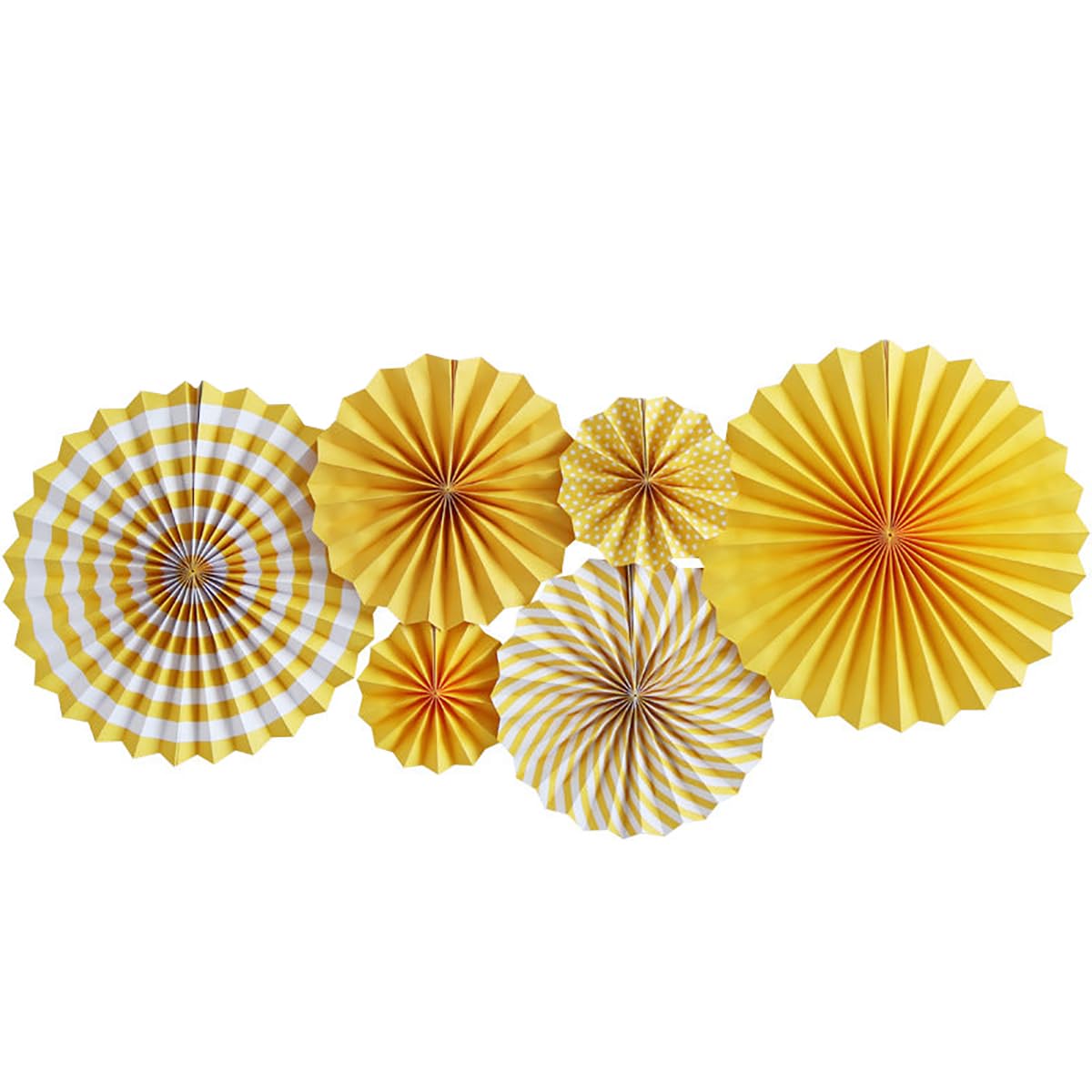 SYGA 6 Pieces of Paper Flower Fan Decoration Background Wall DIY Paper Fan Flower Ball Set(Yellow)