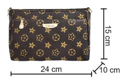 MOMISY Sling Bag with Long Strap for Women Shoulder Zipper Closure Purse Young Ladies (Brown Flower)