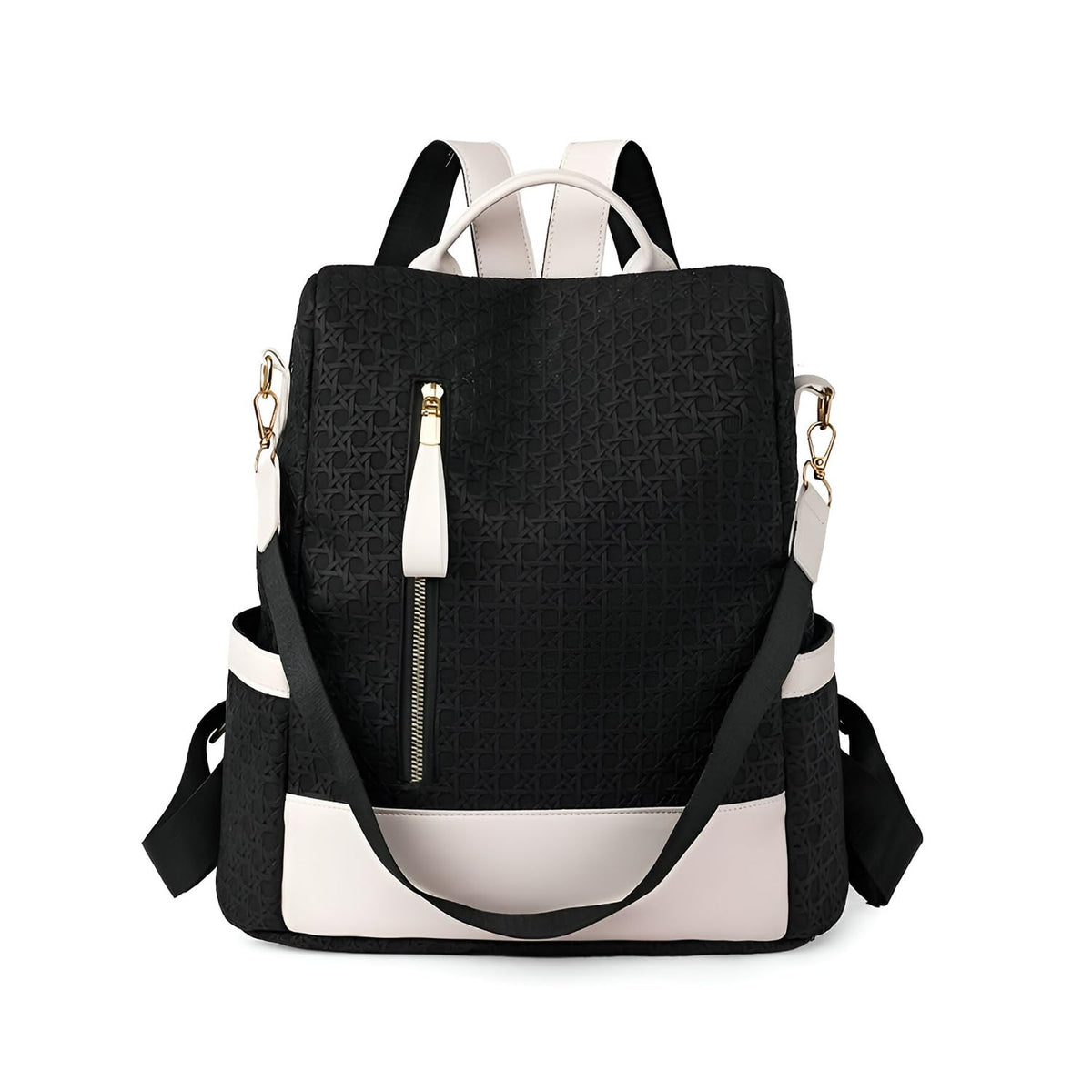 SYGA Women Elegant Textured Backpack – Stylish Design with Gold Zipper Accents, Ideal for Travel and Daily Use