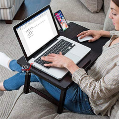 DDS Dream Decor Shoppee Wood Portable Multipurpose Laptop Table Adjustable Height with 1 Drawer (Black)
