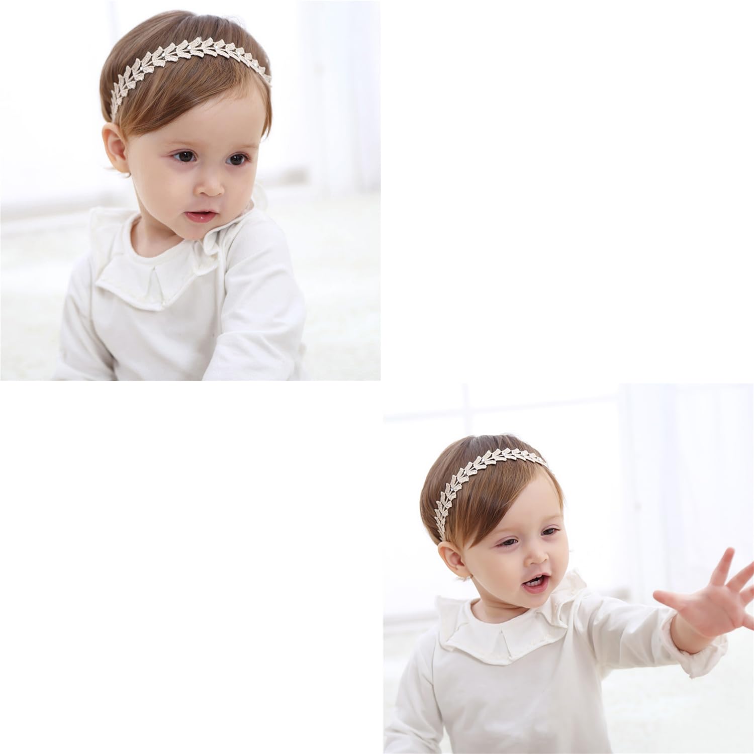 SYGA Baby Girl's Leaf Design Headband Soft & Stretchable Fabric Hairband for Infants, Toddlers, Little Princesses (0-3 Years Gold)