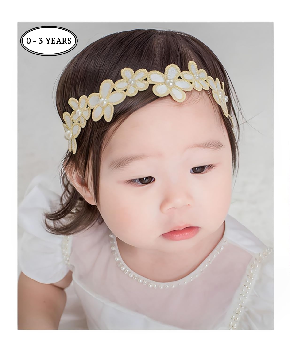 SYGA Baby Girl's Flower Headband Soft & Stretchable Cotton Hairband for Infants, Toddlers, Little Princesses (0-3 Years Gold-06)