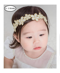 SYGA Baby Girl's Flower Headband Soft & Stretchable Cotton Hairband for Infants, Toddlers, Little Princesses (0-3 Years Gold-06)