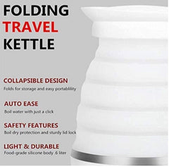 SYGA 600 ml Electric Tea Kettle Collapsible Electric Travel Kettle Dual Voltage Food Grade Silicone