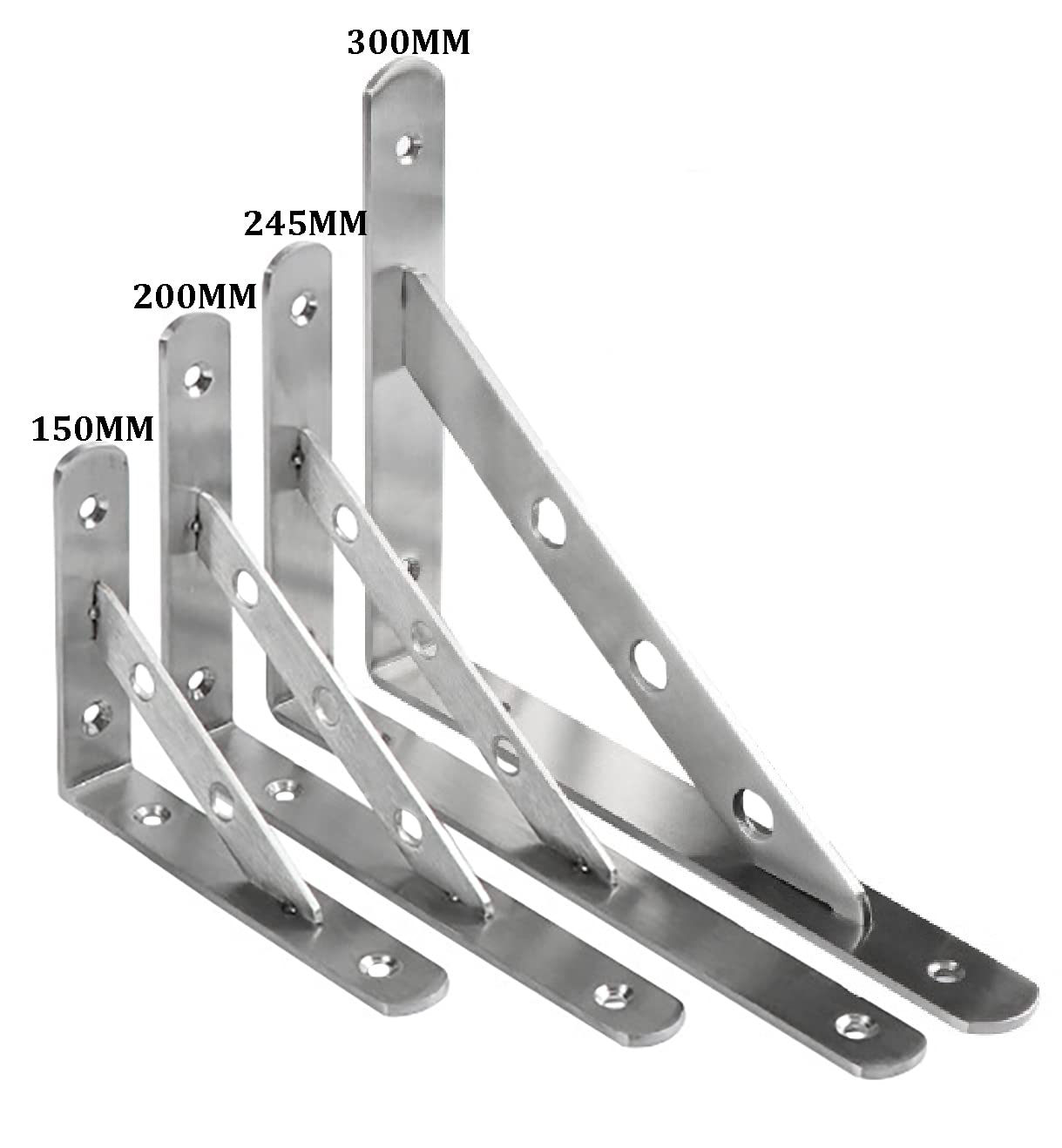 SYGA Stainless Steel Solid Thickened Triangular Bracket Wall-Mounted Rack Partition Support Layer Plate Support Bracket(4MM-300MM-LONG)