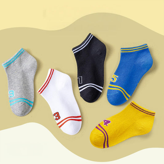 MOMISY 5 Pairs Baby kids Girl Boys Toddlers InfantmCotton Stretch Baby Socks (IN, Age, 3 Years, 5 Years, 4StripeNumber)