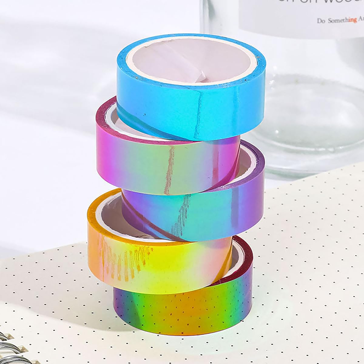 SYGA Pack of 3 Rainbow Laser Tape Stationery Hand Account Color Decoration Waterproof Tape Student Diy Hand(RED-PURPLE-BLUE)
