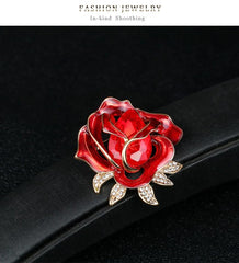 SYGA Brooch Pin Fashion Crystal Rhinestone Jewellery Pin Vintage Clothing Accessories Decoration Red Flower Coat design Brooches For Women- S65