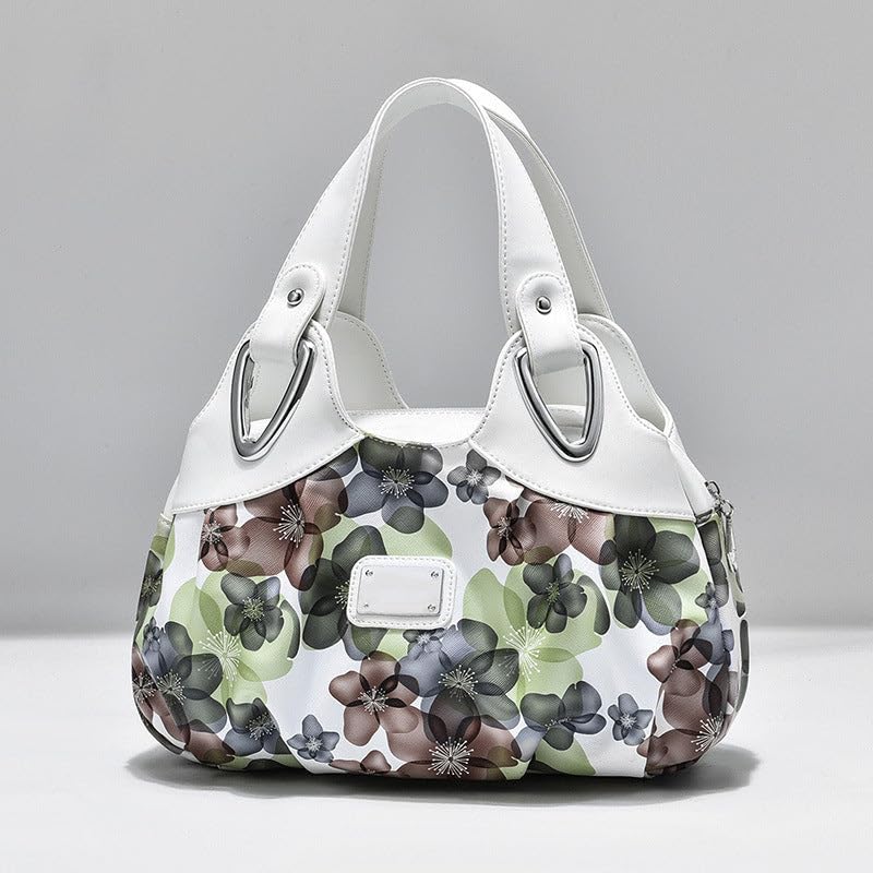 SYGA Women's Printed PU Leather Hobo Bag, Multiple Colors and Patterns, Crossbody Shoulder(WHITE FANTASY GREEN FLOWERS)