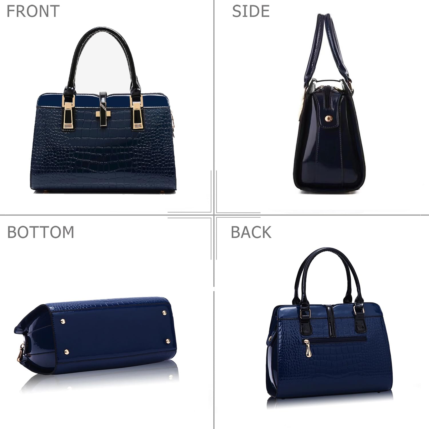 SYGA Leather Hand-Held Crocodile Pattern Women's Bag Single-Slant Handbag(BLUE)