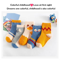 SYGA Baby Boys 5 Pairs Calf Length Socks Baby Autumn And Winter Cotton Socks, Baby Mid-Calf Socks 2-5 Year Baby, Assorted