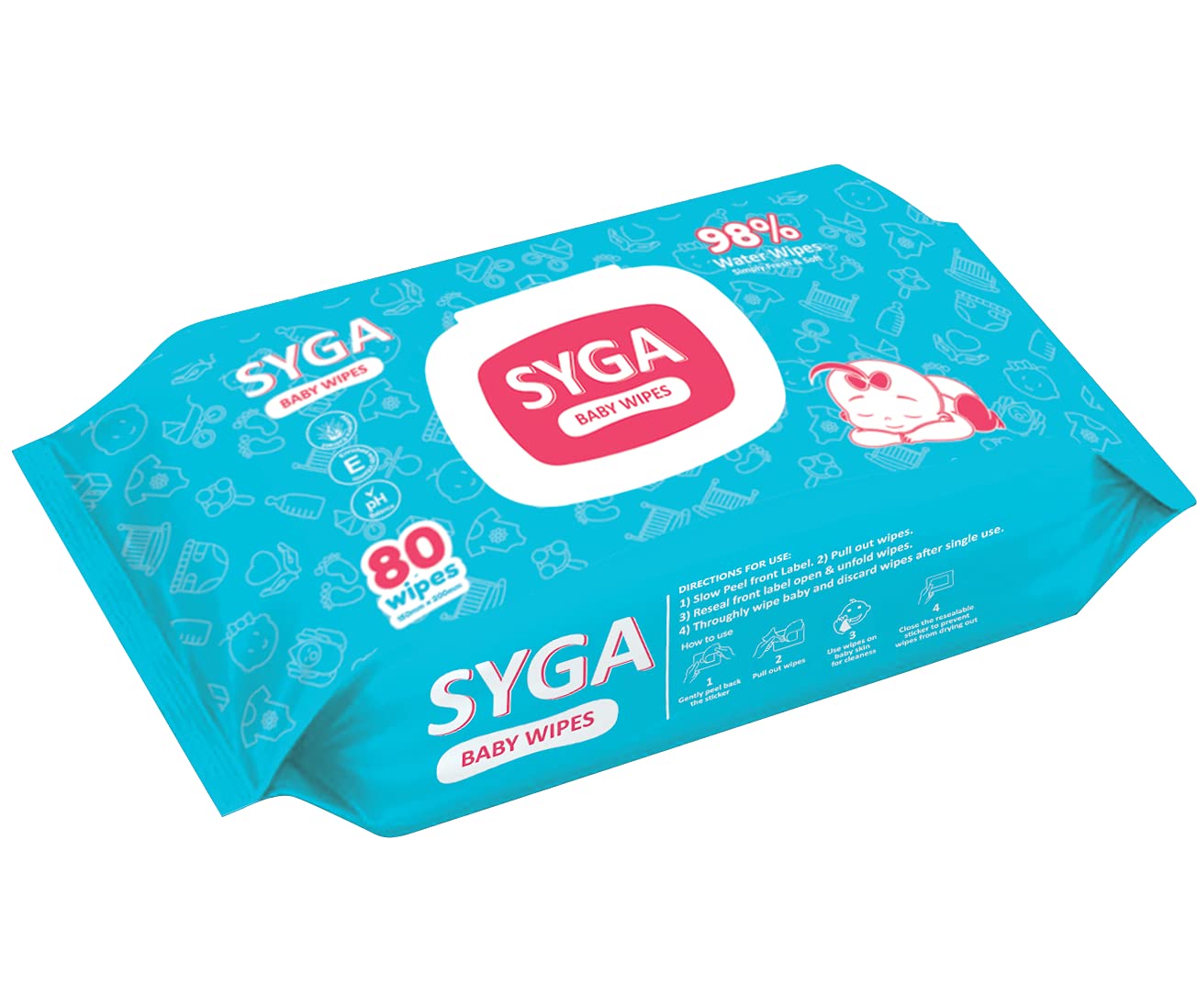 SYGA Baby Wet Wipes With Lid Soft Cleaning Baby Wipes Aloe Vera With Vitamin-E For Your Toddlers, Infant, Child, Baby, Elder, Adult-80 Wipes, 15cm x 20cm, Pack of 1