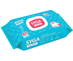SYGA Baby Wet Wipes With Lid Soft Cleaning Baby Wipes Aloe Vera With Vitamin-E For Your Toddlers, Infant, Child, Baby, Elder, Adult-80 Wipes, 15cm x 20cm, Pack of 1