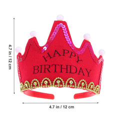 SYGA LED Flashing Happy Birthday Light Up Crowns Birthday Party Caps - Magenta