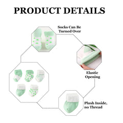 MOMISY 5 Pairs Baby Girl Boys kids Tube Socks Toddlers Infant (Green, 0 year to 1 year)