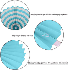 SYGA 6 Pieces of Paper Flower Fan Decoration Background Wall DIY Paper Fan Flower Ball Set(Blue)