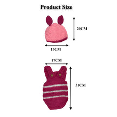 MOMISY Striped Romper with Cap, Photography Props Costume, Pink