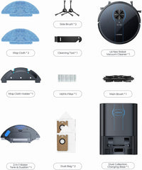 Laresar Robot Vacuum Cleaner With Mop,3500Pa 200 minutes runtime With 3L Self Emptying Station,Works With Alexa,Editable Map,Lidar Navigation,3-In-1 Robot Hoover For Pet Hair,App Control(L6 Nex),Black