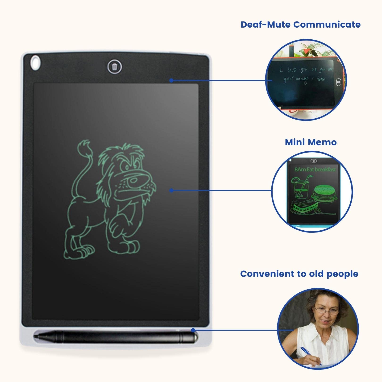 SYGA Portable LCD Writing Board Slate Drawing Record Notes Tablets(Color May Vary)