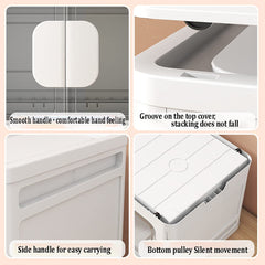 SYGA Large Snack Storage Box Drawer Type Clothes Toy Book Storage Box Home Living Room Finishing Storage Cabinet(White- Transparent)