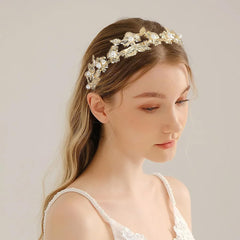 SYGA Girls & Women's Hair Bands with Adjustable Metal Band, Perfect for Parties and Weddings(Leaves-01)