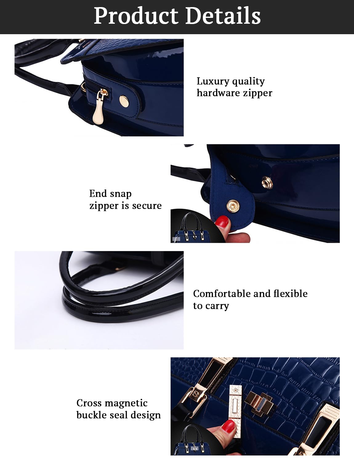 SYGA Leather Hand-Held Crocodile Pattern Women's Bag Single-Slant Handbag(BLUE)
