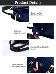 SYGA Leather Hand-Held Crocodile Pattern Women's Bag Single-Slant Handbag(BLUE)