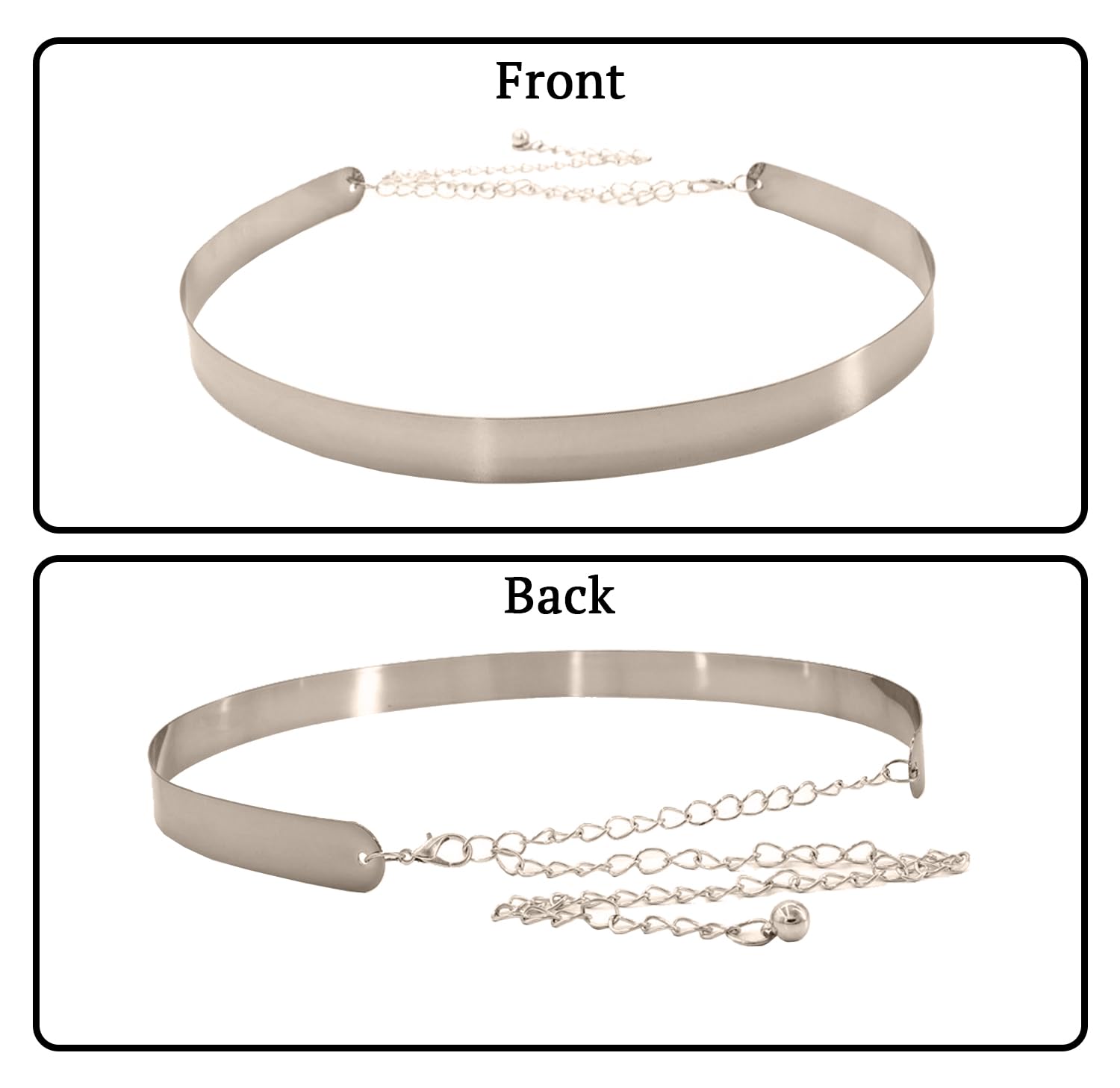 SYGA Women's Waist Chain, Iron Girdle, Women's Skirts,Dresses Versatile Metal Wide Accessories(wp191-2 silver)