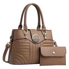 SYGA Pack of 2 Women's Handbag and Clutch  Elegant Shoulder Bag with Matching Wallet | Tote with Stylish Buckle & Stitch Design