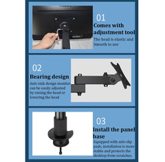 SYGA Monitor Stand Arm Desk Mount Fully Height Adjustable Bracket with C-Clamp & Gronment 180 Tilt Rotation Supports 14 to 27 Inch Monitors and TV (40CM)