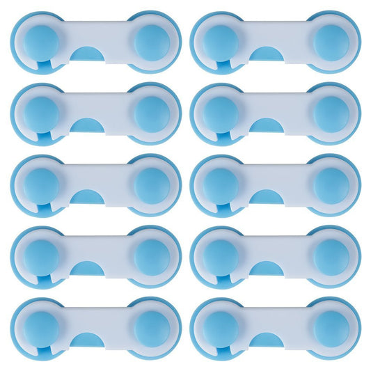SYGA 12 Pcs Baby Safety Locks | Child Proof Cabinets, Drawers, Appliances, Toilet Seat, Fridge and Oven | Tools Not Required | Uses Dual Adhesive Tape with Adjustable and Latch System (Blue)