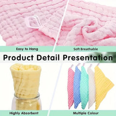 SYGA Baby Napkin Six-Layer Gauze 30 * 30 Plain Color Square Scarf Five Baby Children's Handkerchief Seersucker Small Square Scarf