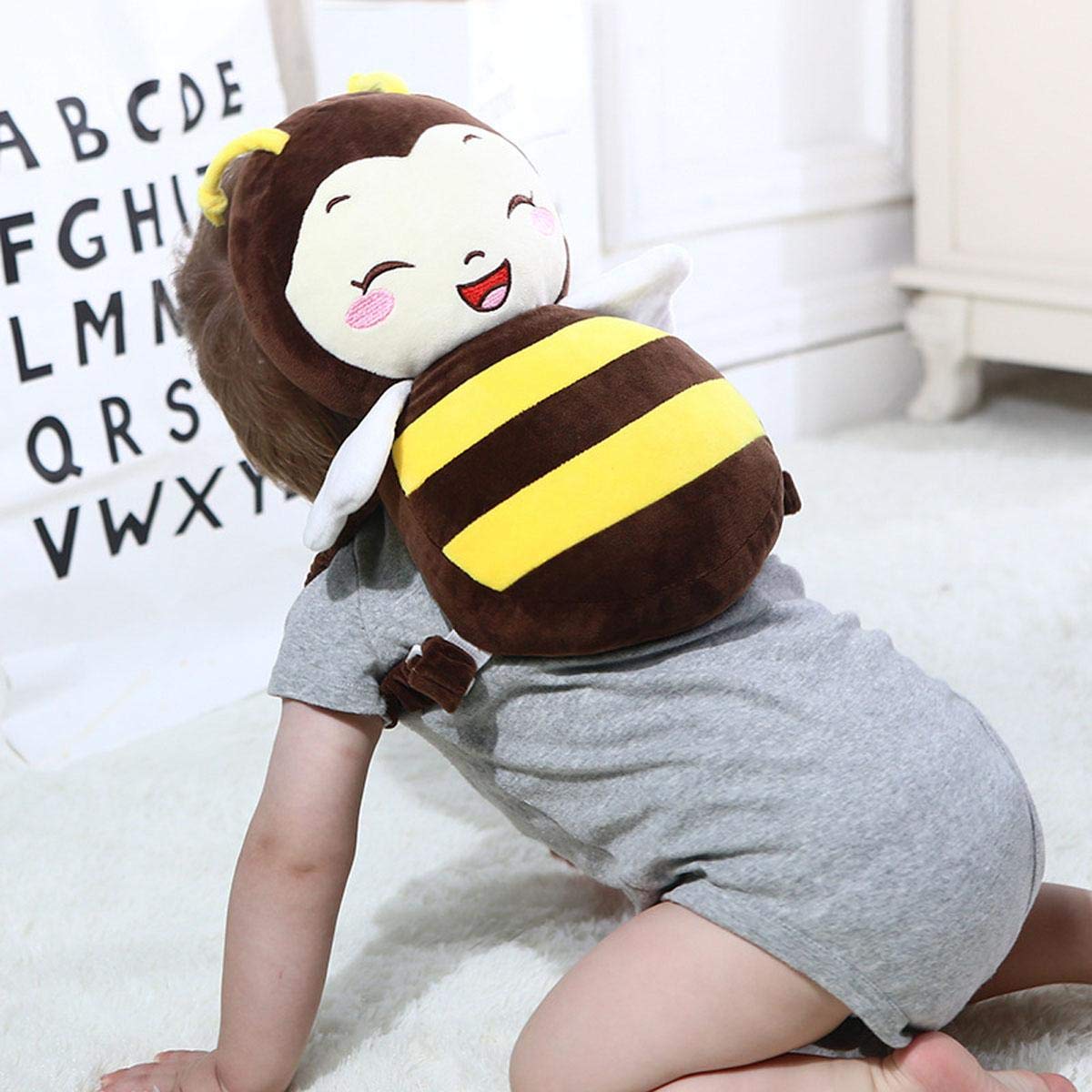 SYGA 1 Piece Baby Toddlers Head Protective, Adjustable Infant Safety Pad for Baby_Honey Bee