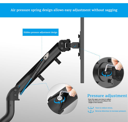 SYGA Monitor Arm for Screens up to 32 Inches, Black, Height Adjustable Stand Fits Most Flat Panel Displays