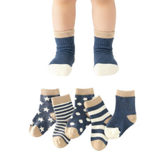 MOMISY 5 Pairs Tube Socks for children Toddlers Infant Baby Girl Boys (Navy, 0 year to 1 year)