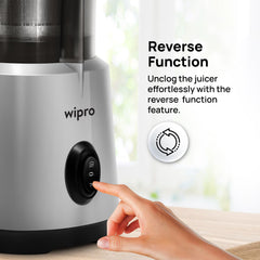 Wipro Vesta FS101 Cold press slow juicer|240 Watts 100% Copper DC motor for efficient juicing|All in one fruit & vegetable juicer|Nut milk and sorbet maker|76mm wide Chute|250ml Juicing bowl