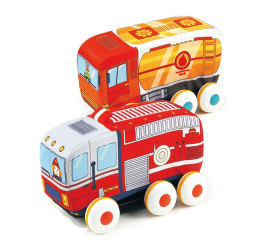 SYGA Large Size 2 Pcs Square and Triangle Shaped 6 Wheels Pullback Cloth Car