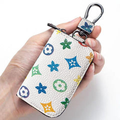SYGA Leather Car Key Modern Bag Creative Style Car Zipper Fashion Protective Case For Men And Women(Star-White-Style-6)