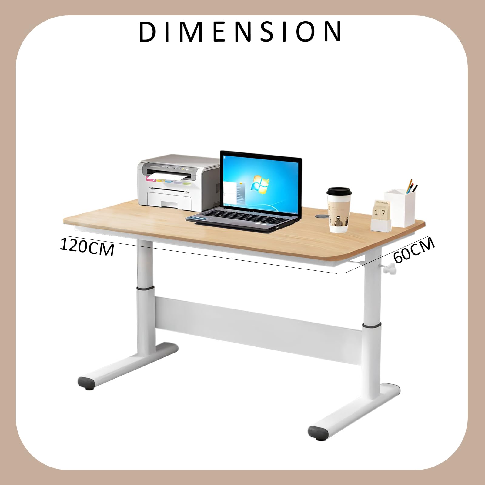 SYGA Lifting Desk Table Student Desk Home Study Desk Children's Writing Desk Can Lift Desk Computer Desk(120 X 60 CM Wood)